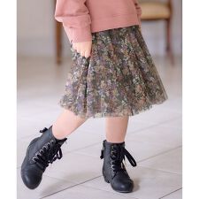 花柄 チュール フレア スカート