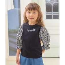 袖ギンガム 七分袖 Tシャツ