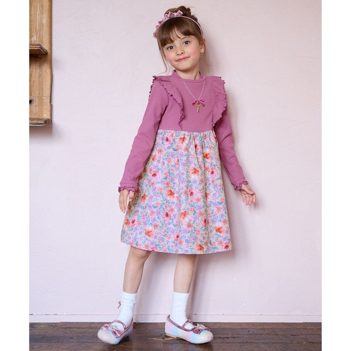 EIMY GOLF 花柄ワンピース セール】 花柄ドッキングワンピース （ロング・マキシ丈ワンピース