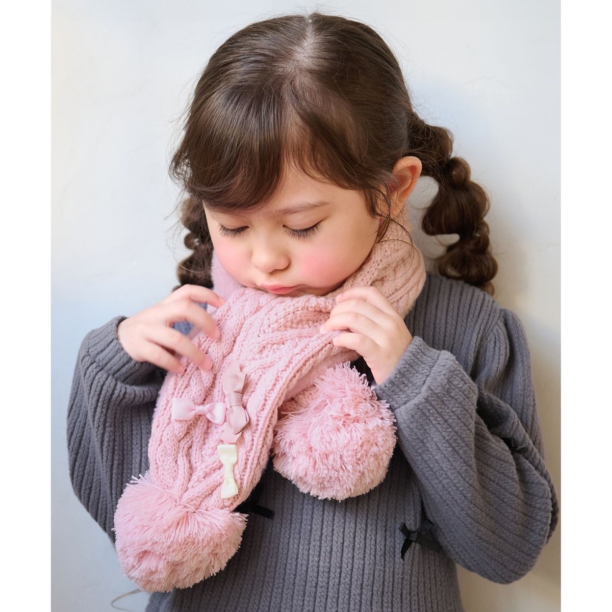 リボンマフラー＋ニット リボン マフラー フェイクファー ニット (マフラー・ストール