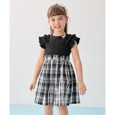 チェック ドッキングワンピース