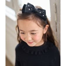 ビジュー付き ベロアリボンカチューシャ