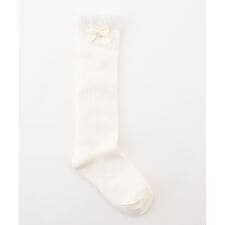 リボン柄 ジャガード ハイソックス