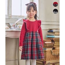 チェック柄 ドッキング ワンピース