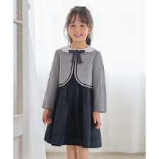 【2点セット】ノーカラー ボレロジャケット+襟付き ワンピース