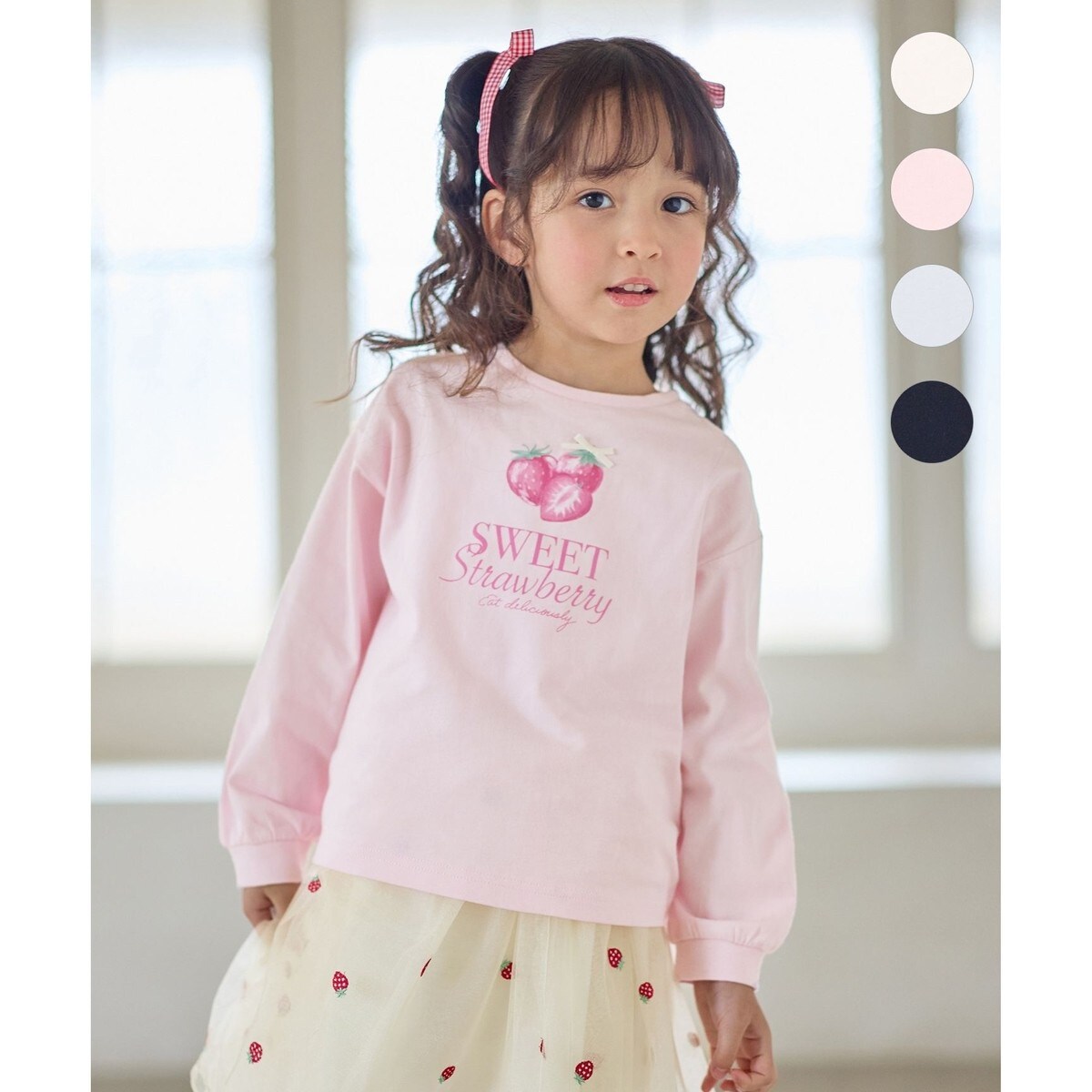 カットソー(長袖+七分) Nini ribbon tops pink andmary ANDMARY】Nini ribbon tops