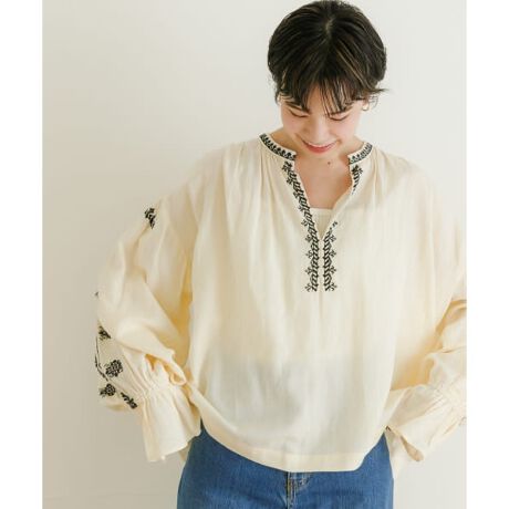 isabel marant etoile リネンショート丈ブラウス （B2841 エンブロイ  