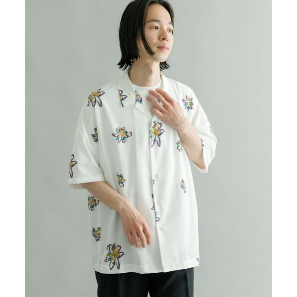 URBAN RESEARCH iD フラワープリントオープンカラーシャツ