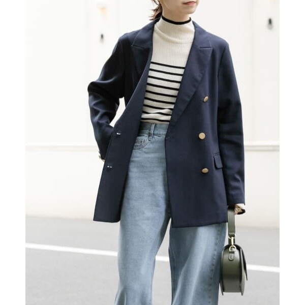 23AW✨アーバンリサーチ ウール混ダブルブレストブレザージャケット 紺ブレ36 ウール混ダブルブレストブレザージャケット | アーバンリサーチ