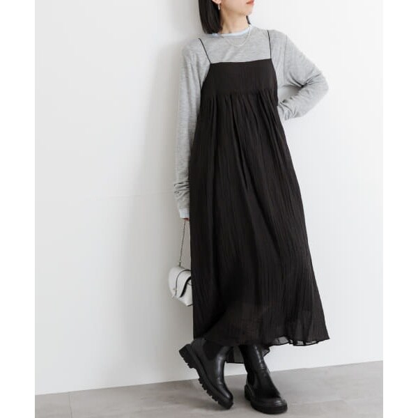 美品 アーバンリサーチ 総柄 ロングワンピース ブラウン ティアード ギャザー URBAN RESEARCH Sonny Label（アーバンリサーチサニーレーベル