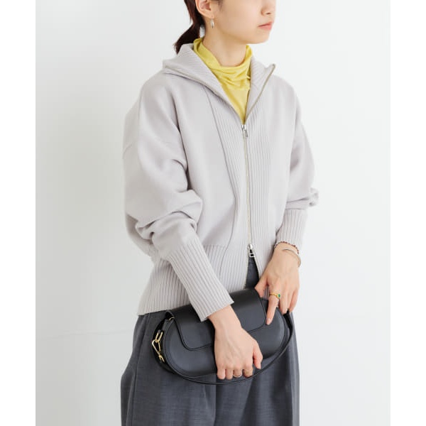 Women Long Sleeve Zipper Lapel Collar Sweater Zip Up Knit Jacket