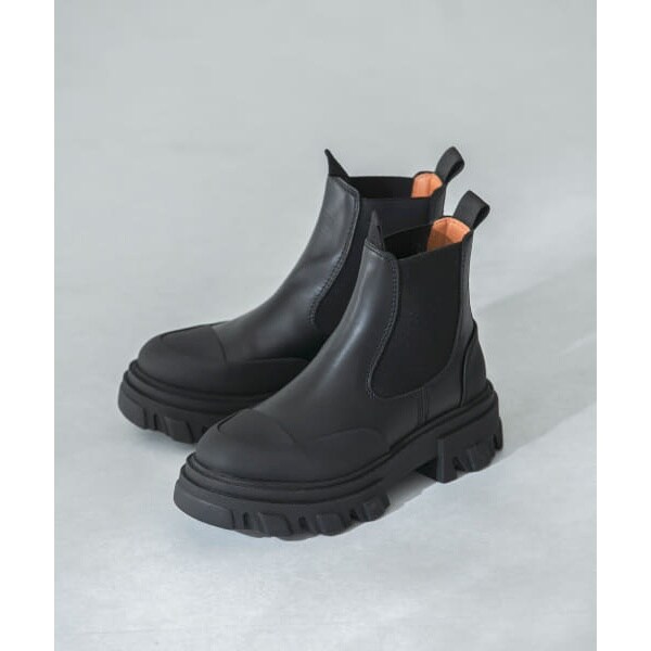 【GANNI】レザー アンクルブーツ ファスナー付き GANNI ガニー ショートブーツ Recycled Rubber City Boot