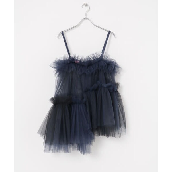 VIVIANO / Asymmetric Cami Top / Navy × Black | ふぁいん