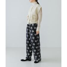 crinkle crinkle crinkle　velvet embroidery pants