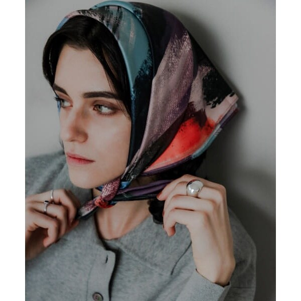 スカーフ バンダナ GANNI Silk Organza Frill Scarf レディース 黒