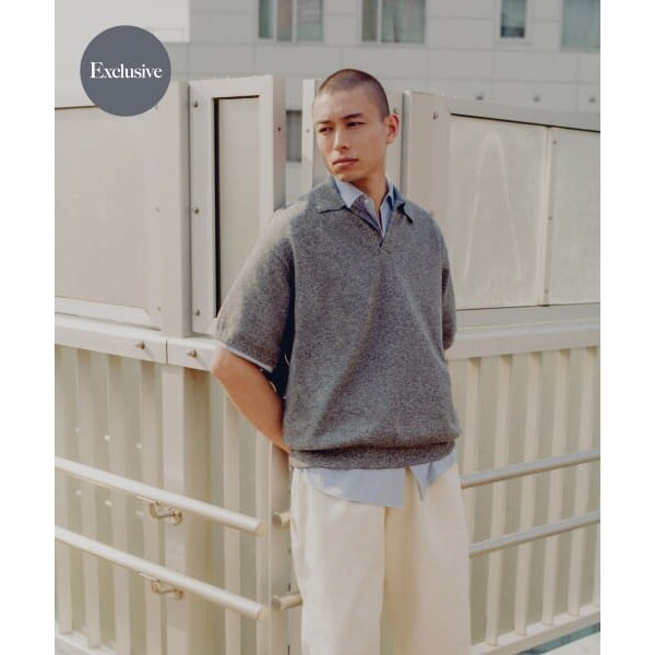 【crepuscule】アーバンリサーチ別注 リネンスキッパーポロ　2　杢グレー 別注』crepuscule×URBAN RESEARCH Linen Skipper Polo[UMA5-2501