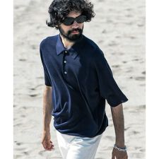 new basic　ウールシルクニットポロ