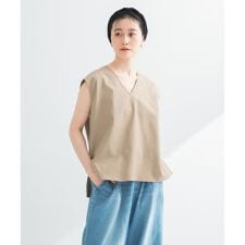リネン混Vネックブラウス