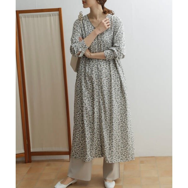 配送員設置送料無料 Doors フラワープリントパイピングワンピース