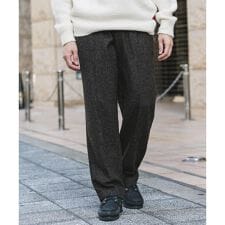 ウールブレンドネップワンタックパンツ