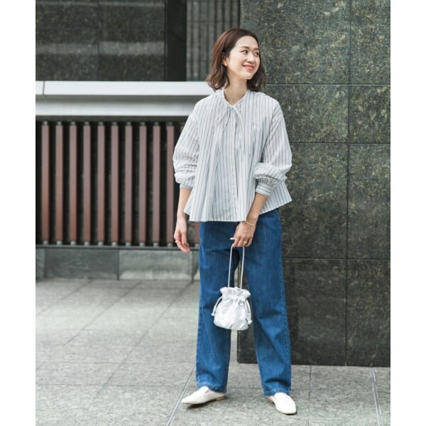 アーバンリサーチドアーズ ストライプリボンフレアブラウス 25SS 今期 URBAN RESEARCH DOORS ブラウス シャツ ストライプリボンフレア