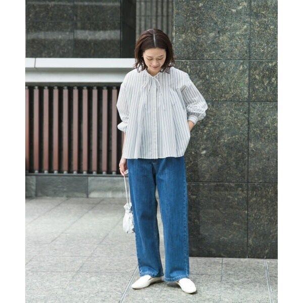 アーバンリサーチドアーズ ストライプリボンフレアブラウス 25SS 今期 URBAN RESEARCH DOORS ブラウス シャツ ストライプリボンフレア