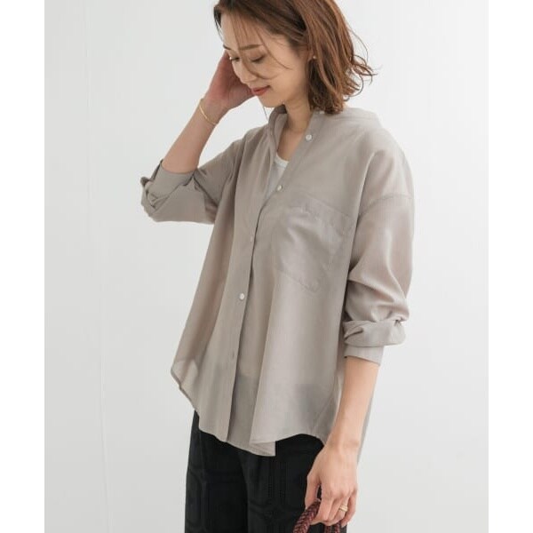 タグ付き『UR TECH』バンドカラーシャツ　ベージュ URBAN RESEARCH DOORS｜『再入荷』『UR TECH』バンドカラー