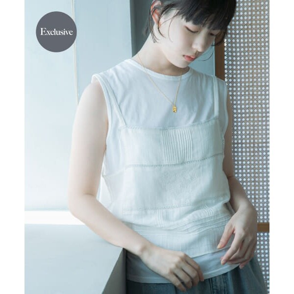 【アーバンリサーチドアーズ】『別注』olu’ment×DOORS　コットンモス刺繍キャミソール 別注』olu'ment×DOORS コットンモス刺繍キャミソール | アーバン