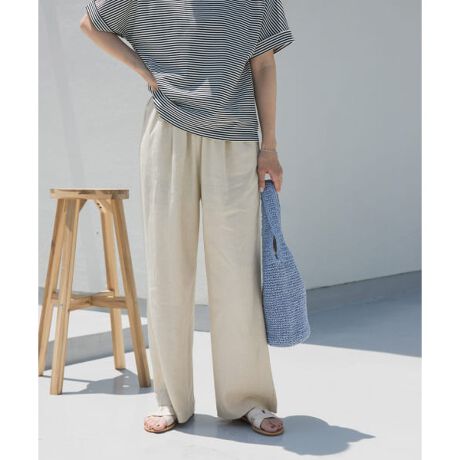 リネンレーヨンイージーパンツ