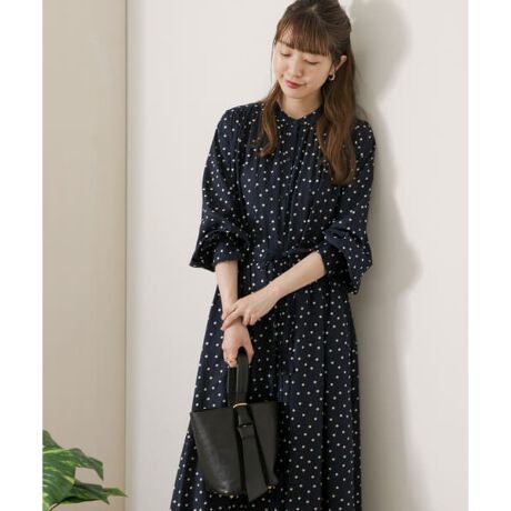 スナイデル タフタボリュームギャザーワンピース ドット 0  