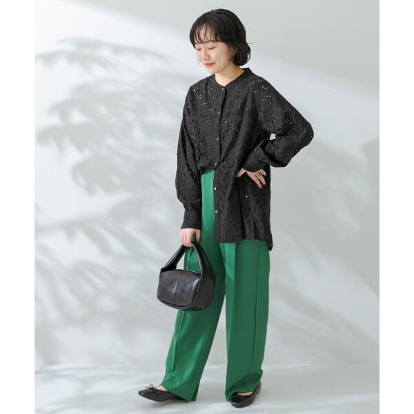 豪華な バンドカラーコットンレースシャツ SonnyLabel opri.sg