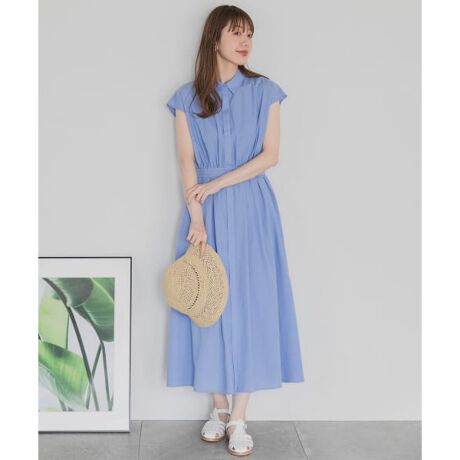 SINME リネンチェックロングシャツワンピース S （チェック柄シャツ 