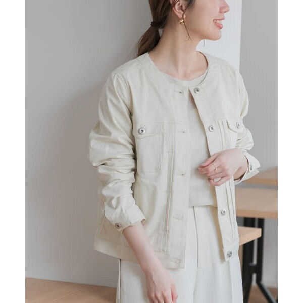 LINEN COTTONストレッチジャケット ナチュラル（楽天市場