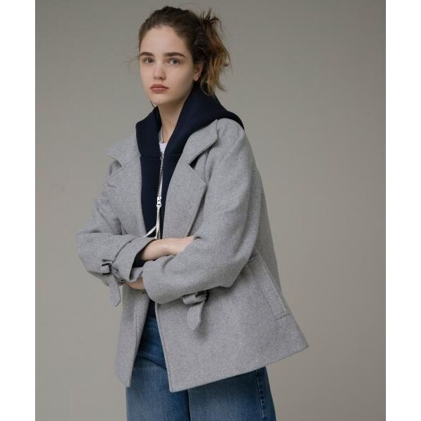 アーバンリサーチサニーレーベル　メルトンジャージスタンドカラートレンチコート URBAN RESEARCH Sonny Label（アーバンリサーチサニーレーベル