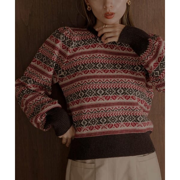 ニット セーター 「HOOK」for　girls　リボンフェアアイル模様ニット レディース 楽天市場】HOOK 【HOOK】for girls リボンフェアアイル模様