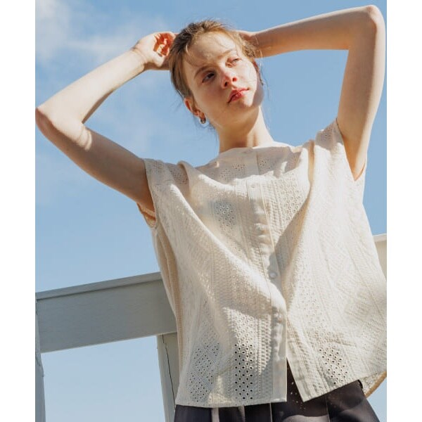 『WEB限定』バンドカラーコットンレースシャツ Sonny Label｜『WEB限定』バンドカラーコットンレースシャツ