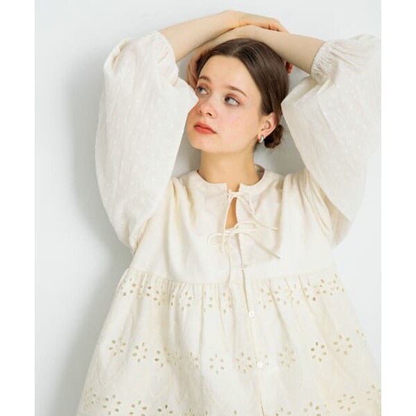 Sonny Label コットンシフリーペプラムガウンブラウス　ブルー　yori Sonny Label｜コットンシフリーペプラムガウンブラウス