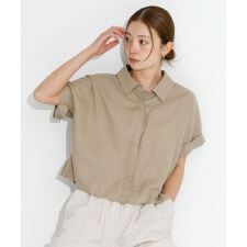 リネン混クロップドドルマンシャツ