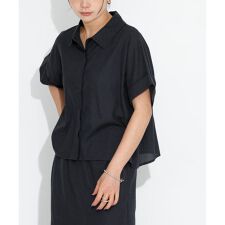 リネン混クロップドドルマンシャツ