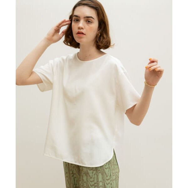 【アーバンリサーチサニーレーベル】リネン混クルーネックブラウスTシャツ リネン混クルーネックブラウスTシャツ[LAA5-23C902]｜URBAN
