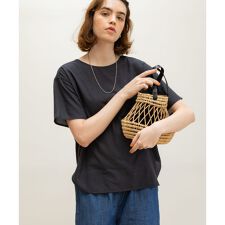 リネン混クルーネックブラウスTシャツ