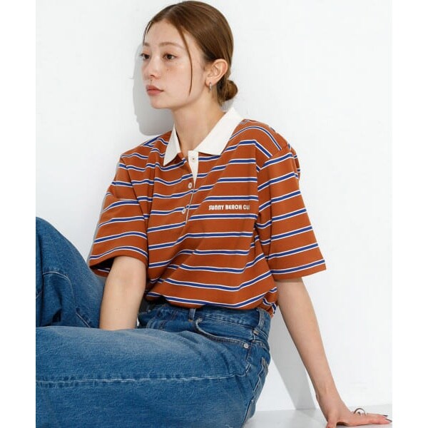 tシャツ スティッチ／刺繍ハートボタンニットポロシャツ レディース アースミュージックアンドエコロジー earth music&ecology