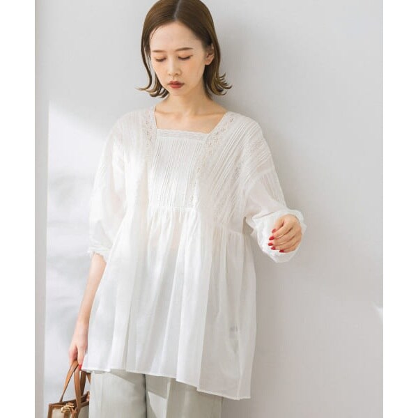 新品タグ付　URBAN RESEARCH ROSSO ピンタックレースブラウス URBAN RESEARCH ROSSO（アーバンリサーチロッソ）の「ピンタック