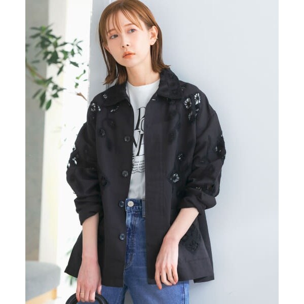 ジャケット・アウター sara mallika C.LINEN TAPE EMB CW JACKET sara mallika C.LINEN TAPE EMB CW JACKET