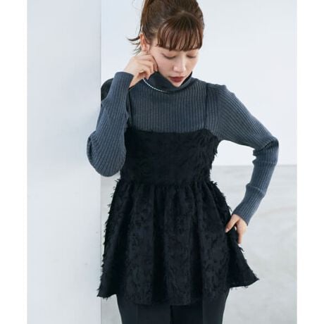 STORY10月号掲載』 F by ROSSO ジャガードギャザーキャミソール  