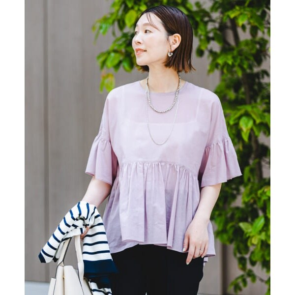URBAN RESEARCH ROSSO / アーバンリサーチ ロッソ F by ROSSO　コットンボイル切替ギャザーブラウス F by ROSSO コットンボイル切替ギャザーブラウス | アーバン