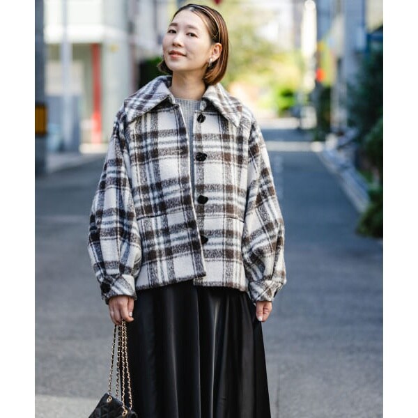 売れ筋介護用品も！ PROPORTION BODY DRESSINGのモヘアチェックコート（PROPORTION ジャケット・アウター