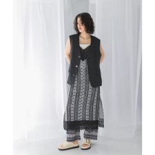 sara mallika　COTTON BORDER LACE CAMI DRESS