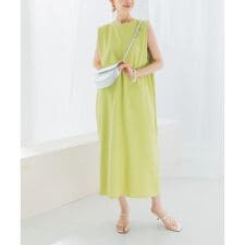 接触冷感リネン混ストレートワンピース