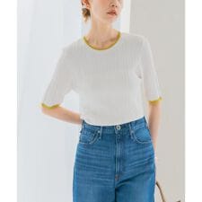 アンチピリングバイカラーリブニット